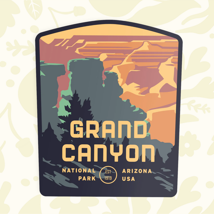 Forager Provisions LTD Grand Canyon South Rim vinyl sticker featuring a retro landscape illustration of the canyon.