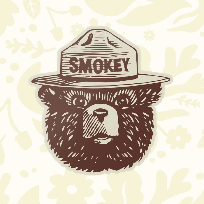 Forager Provisions LTD Smokey Bear face magnet featuring a classic brown illustration of Smokey wearing his hat.