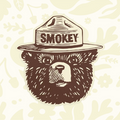 Forager Provisions LTD Smokey Bear logo vinyl sticker featuring a brown illustrated bear face wearing a ranger hat.