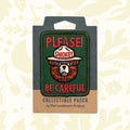 The official licensed "The Landmark Project Smokey Bear Patch - Please Becareful" from the USDA Forest Service features a collectible design of Smokey Bear with the text "PLEASE! BE CAREFUL." above and below him, supporting wildfire prevention education.