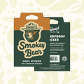 Forager Provisions LTD Smokey Bear signature vinyl sticker featuring a classic bear profile on branded packaging