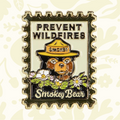 Forager Provisions LTD Smokey Bear enamel pin featuring a vintage stamp design with the text Prevent Wildfires.