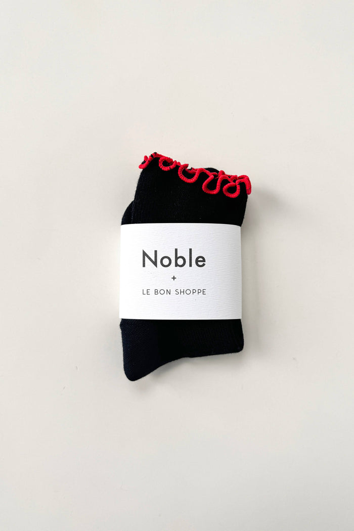 The Petite Ruffled Modal Socks - Navy/Butter