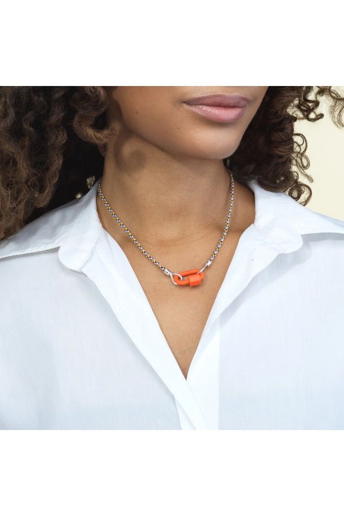 The String Project Necklace with Silver Loops - Rugby