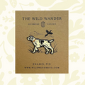 Forager Provisions LTD The Wild Wander pointer dog enamel pin with gold-plated details on a branded backing card.