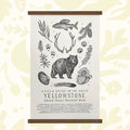 Forager Provisions LTD Yellowstone field guide print on off-white cotton paper with black ink wildlife illustrations.
