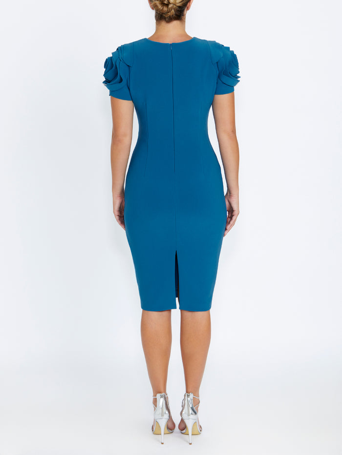 Thea Blue Crepe Dress