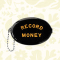 Three Potato Four Coin Pouch - Record Money: black oval vinyl pouch with beaded chain, perfect music lover wallet accessory.