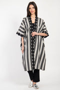 Tilal Handwoven Cotton Ikat Black & White Abaya
