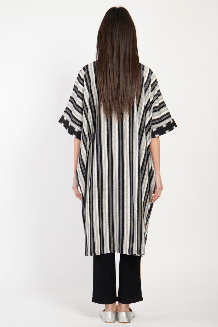 Tilal Handwoven Cotton Ikat Black & White Abaya