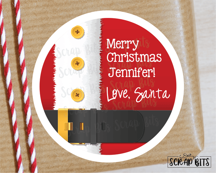 From Santa Stickers or Tags, Santa Suit . Christmas Gift Labels - Scrap Bits