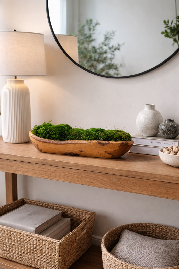 Tranquil Earth Olive Wood Moss Bowl