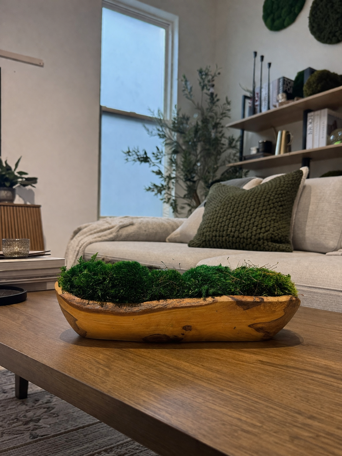 Tranquil Earth Olive Wood Moss Bowl