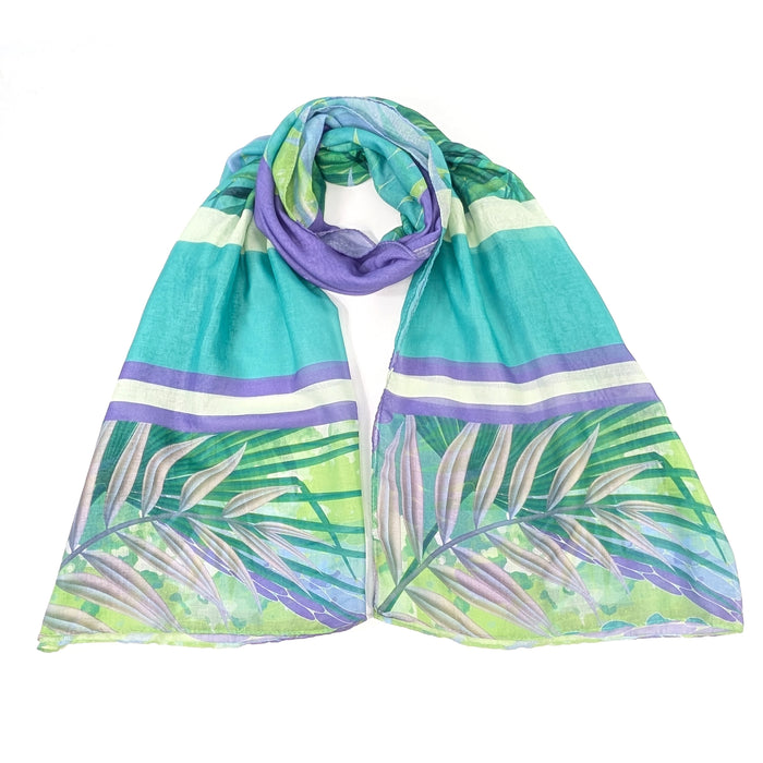 Tropical Block Colour Scarf (50x180cm) - Green
