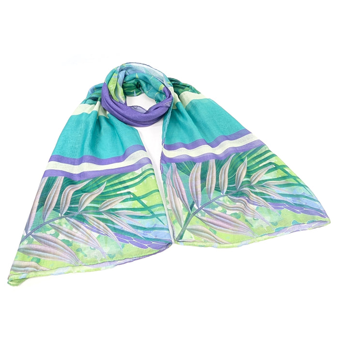 Tropical Block Colour Scarf (50x180cm) - Green