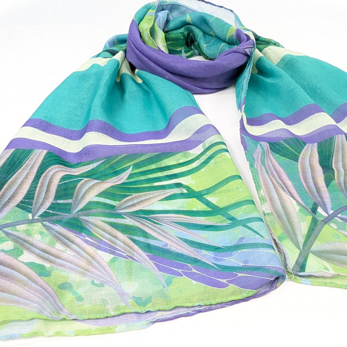 Tropical Block Colour Scarf (50x180cm) - Green