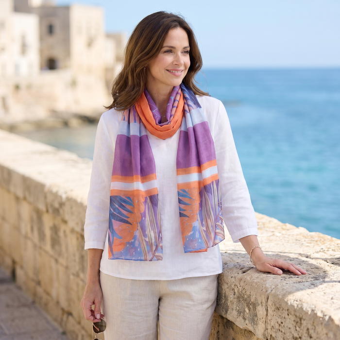 Tropical Block Colour Scarf (50x180cm) - Purple
