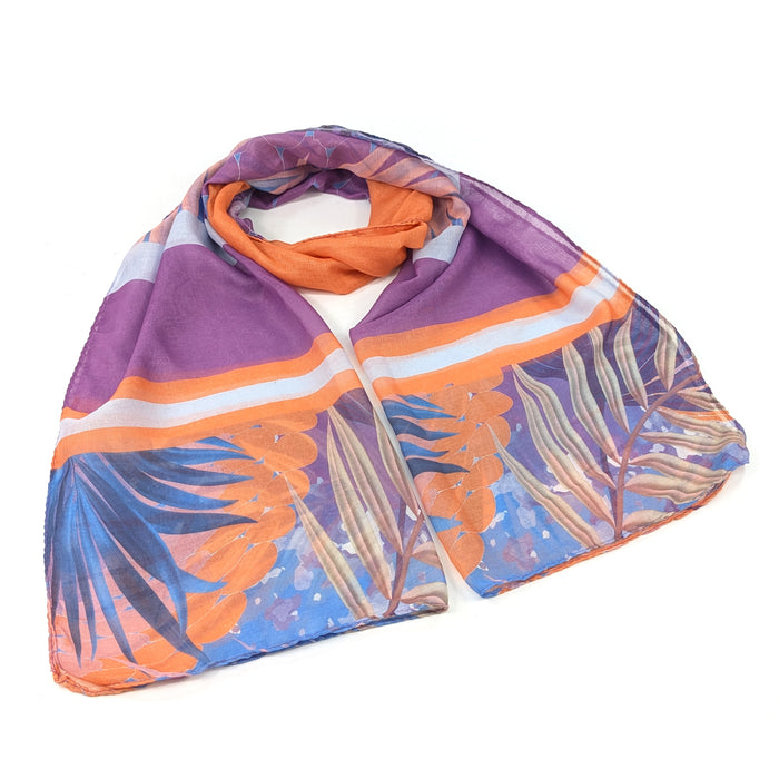 Tropical Block Colour Scarf (50x180cm) - Purple