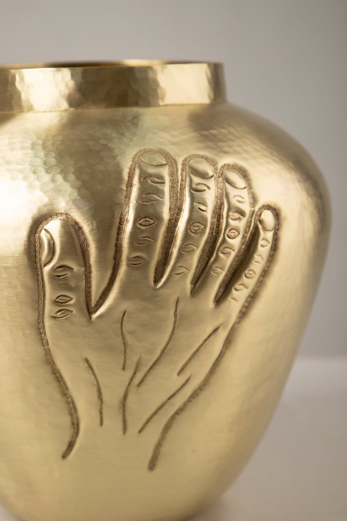 Two Hands Brass Vase