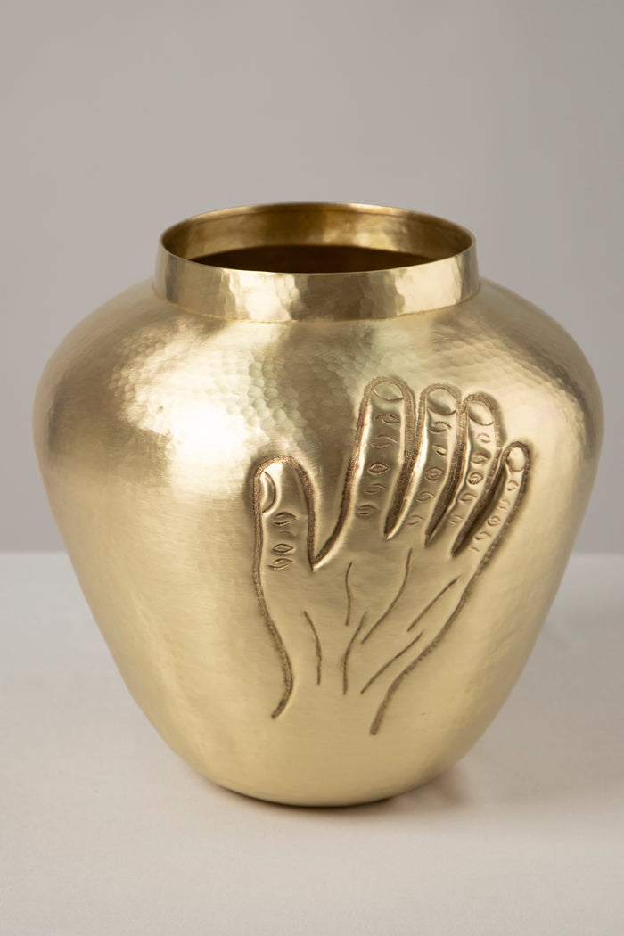 Two Hands Brass Vase