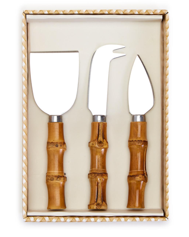 Two's Company Bamboo Handle Cheese Knives