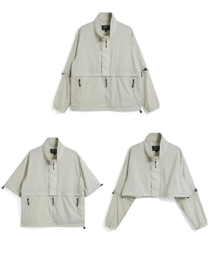 Unisex Basic Sports Hi-Neck W-Zip Detachable Light Jacket