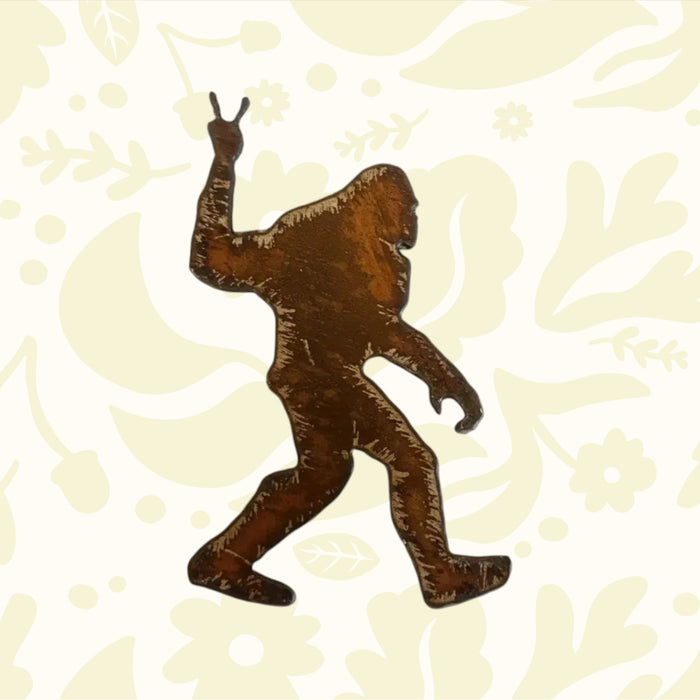 Universal Ironworks Bigfoot Peace Oregon Magnet—rustic metal décor, perfect souvenir or fridge magnet. USA-made collectible gift.