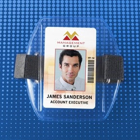 Vertical Arm Band Badge Holder with White Strap - Government Size - 504-ARFW, Qty = 25