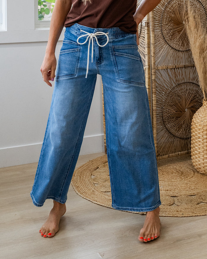 Vervet Natasha Drawstring Wide Leg Jeans Vervet