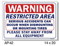 WARNING Restricted Area Sign, AP-42