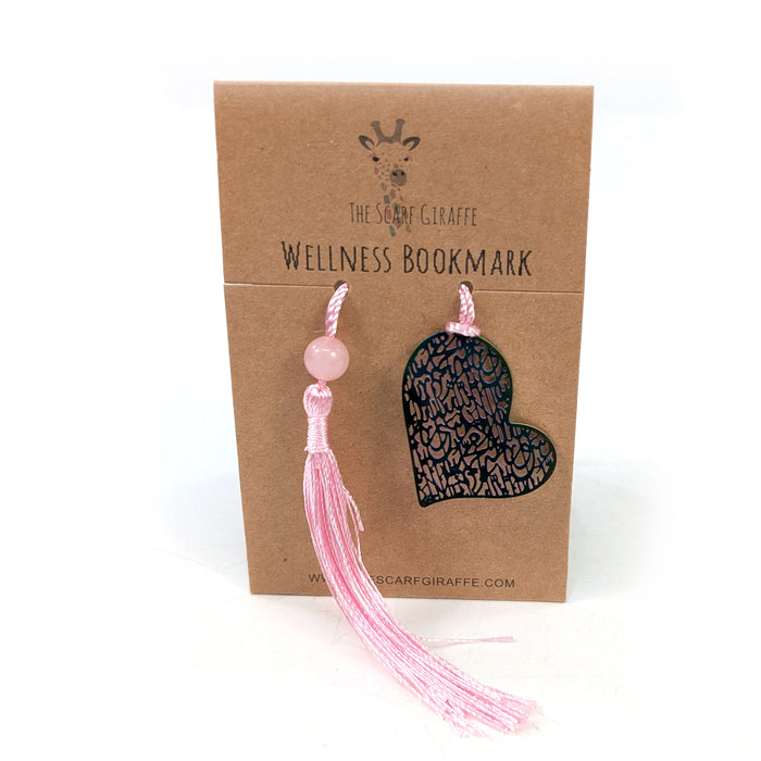 Wellness Bookmark - Rose Quartz Heart