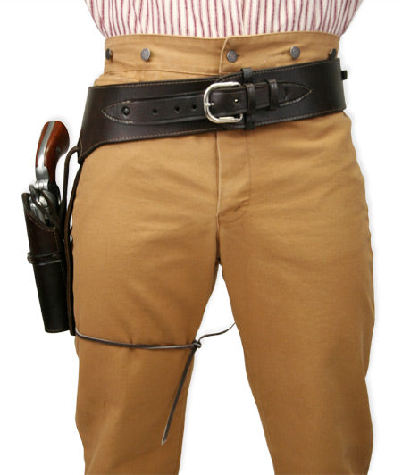(.22 cal) Western Gun Belt and Holster - RH Draw - Plain Brown Leather