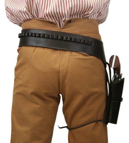 (.22 cal) Western Gun Belt and Holster - RH Draw - Plain Brown Leather