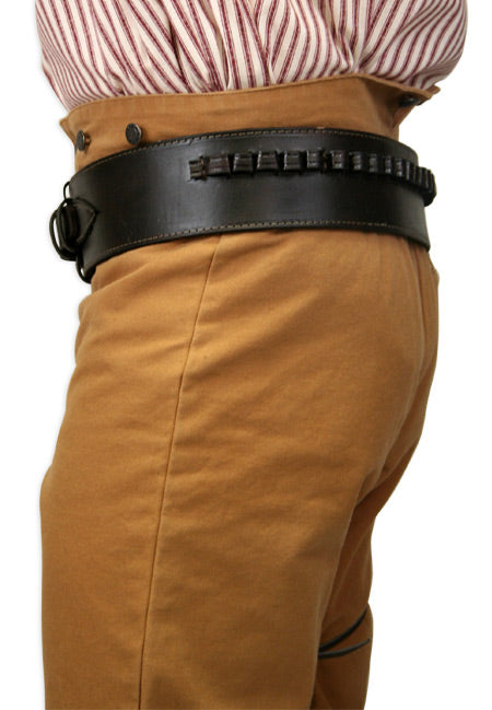 (.22 cal) Western Gun Belt and Holster - RH Draw - Plain Brown Leather