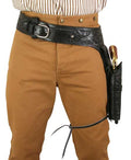 Western Gun Belt & Holster (.38/.357 cal) LH Draw - Long Barrel - Black Tooled