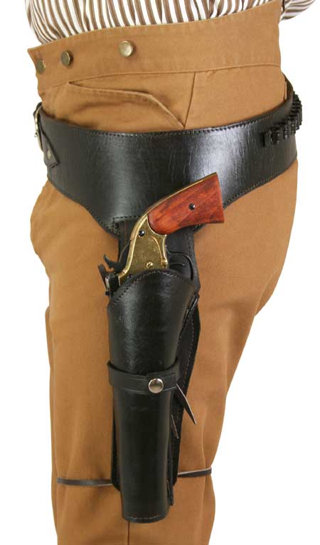 Western Gun Belt & Holster (.38/.357 cal) LH Draw- Long Barrel - Plain Brown