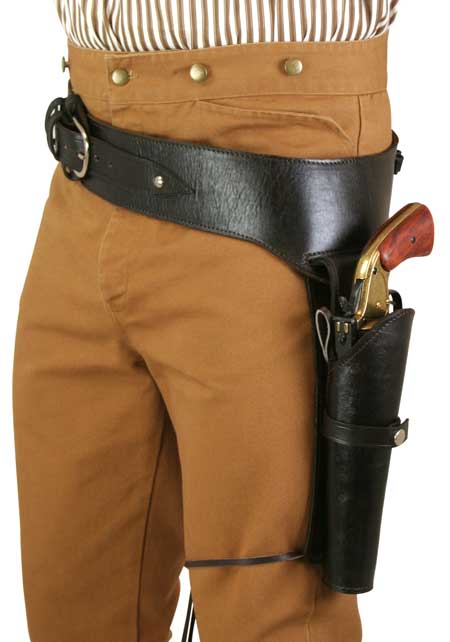 Western Gun Belt & Holster (.38/.357 cal) LH Draw- Long Barrel - Plain Brown