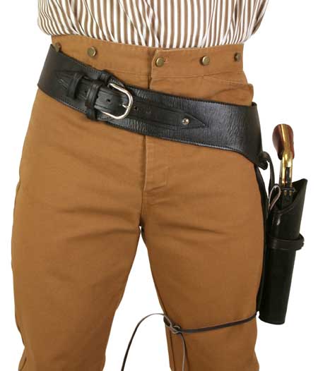 Western Gun Belt & Holster (.38/.357 cal) LH Draw- Long Barrel - Plain Brown