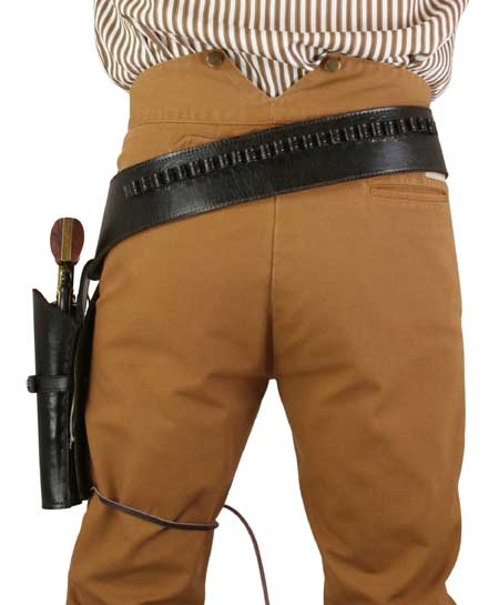 Western Gun Belt & Holster (.38/.357 cal) LH Draw- Long Barrel - Plain Brown