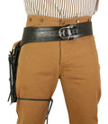 (.38/.357 cal) Western Gun Belt and Holster - RH Draw (Long Barrel) - Plain Black Leather