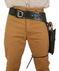 Western Gun Belt & Holster (.44/.45 cal) LH Draw - Long Barrel - Black Tooled