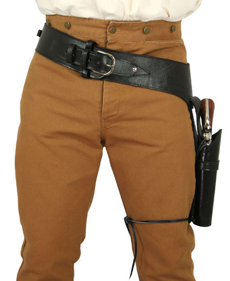 Western Gun Belt & Holster (.44/.45 cal) LH Draw - Long Barrel - Plain Black