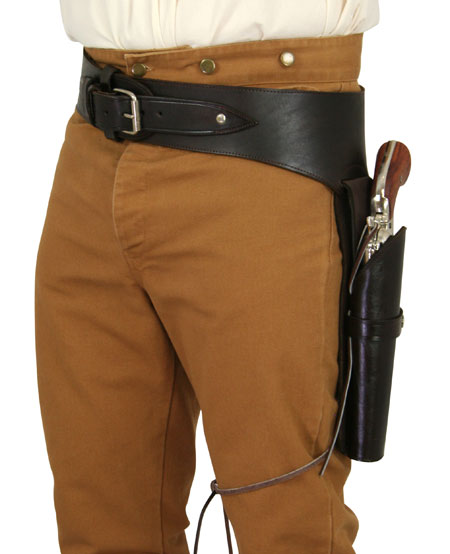 Western Gun Belt & Holster (.44/.45 cal) LH Draw  - Long Barrel - Plain Brown