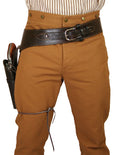 (.44/.45 cal) Western Gun Belt and Holster - RH Draw (Long Barrel) - Plain Brown Leather