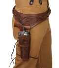 (.44/.45 cal) Western Gun Belt and Holster - RH Draw - Chocolate Brown Tooled Leather