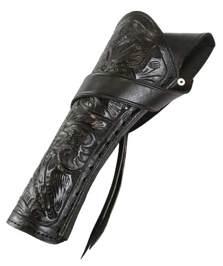 Western Holster - LH Cross-Draw (Long Barrel) - Black Tooled Leather