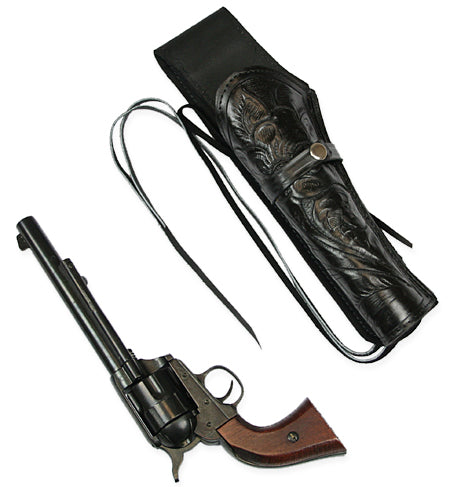 Western Holster - LH Draw (Long Barrel) - Black Tooled Leather