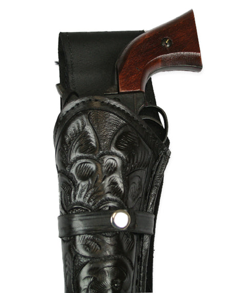 Western Holster - LH Draw (Long Barrel) - Black Tooled Leather