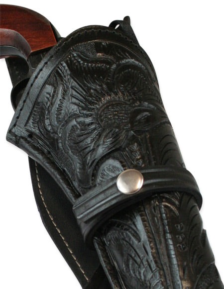 Western Holster - RH Draw (Long Barrel) - Black Tooled Leather