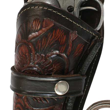 Western Holster - LH Draw - Two-Tone Brown Tooled Leather